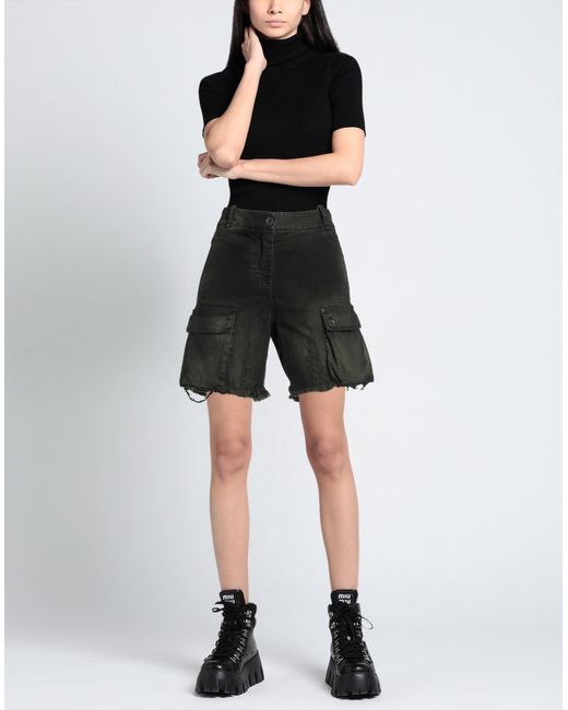 Masnada Black Denim Shorts Cotton, Elastane