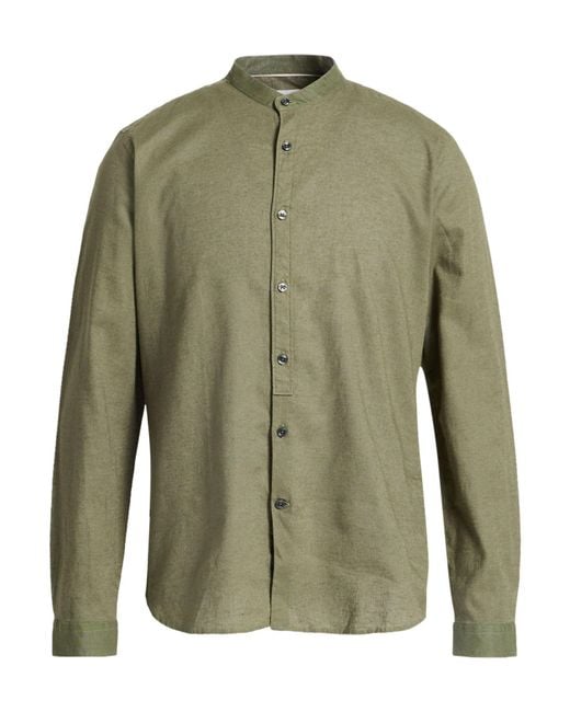 CALIBAN 820 Green Military Shirt Linen, Cotton for men