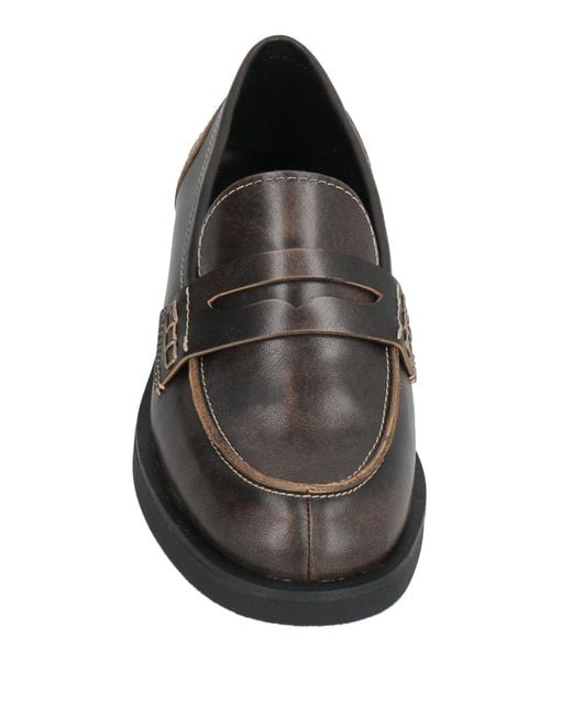 Ash Gray Dark Loafers Leather