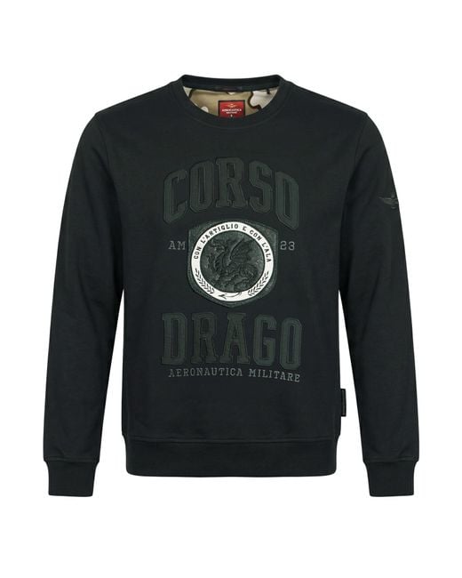 Aeronautica Militare Black Midnight Sweatshirt Cotton for men