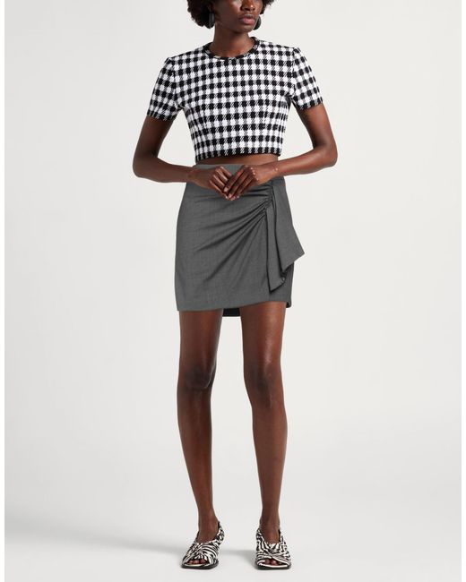 8pm Gray Mini Skirt Polyester, Wool, Elastane, Viscose