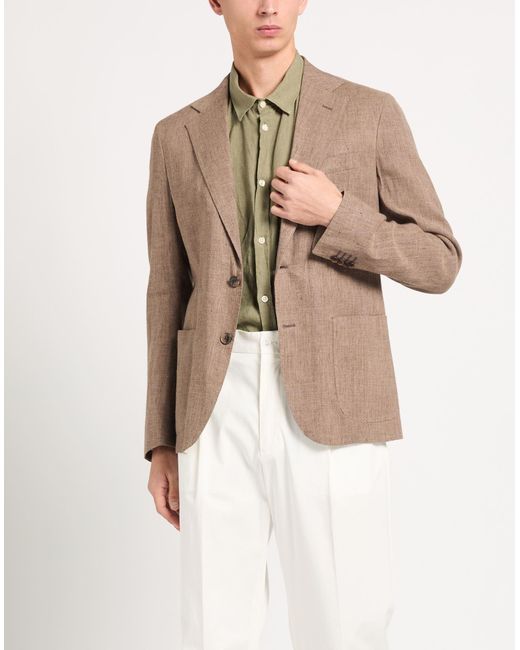 Brian Dales Brown Khaki Blazer Linen, Viscose, Elastane for men