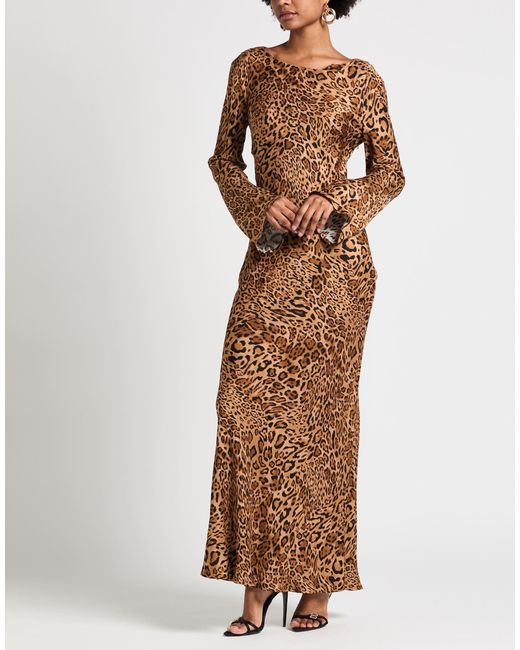 Twinset Natural Camel Maxi Dress Viscose