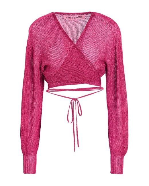 Pink Memories Pink Wrap Cardigans Viscose, Polyamide, Metallic Fiber