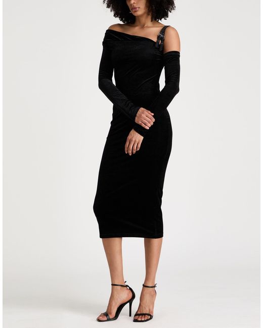 Versace Jeans Couture Black Midi Dress Acetate, Polyester