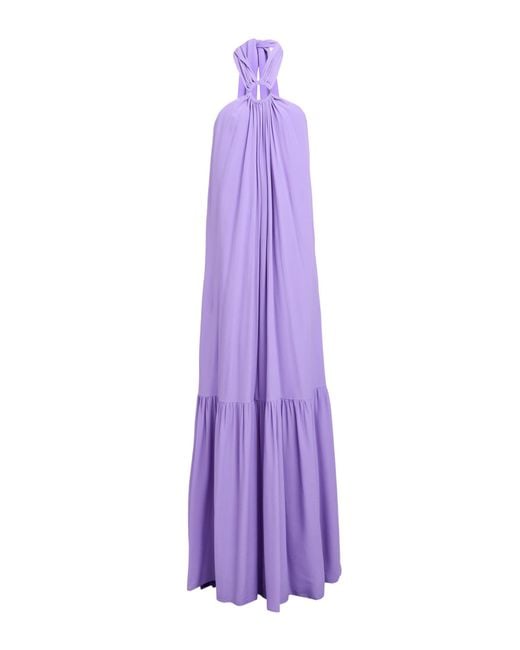 Erika Cavallini Semi Couture Purple Maxi Dress Acetate, Silk