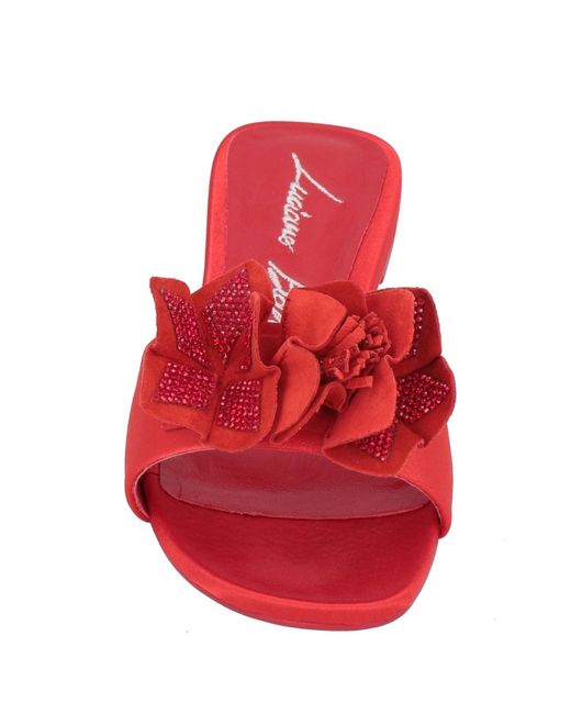Luciano Barachini Red Sandals Leather, Textile Fibers