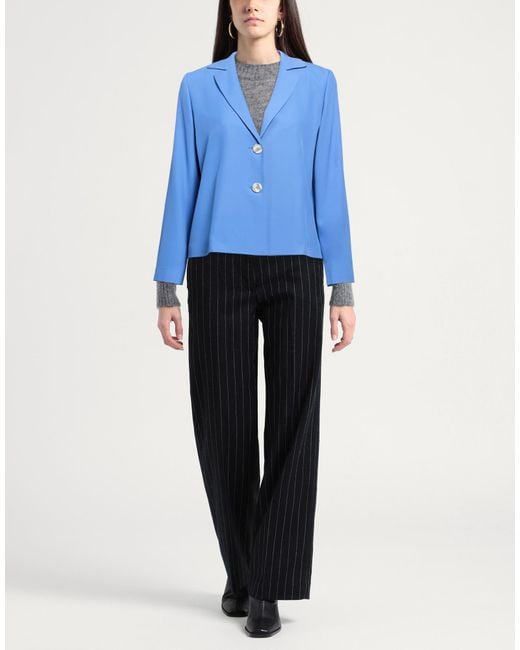 Via Masini 80 Blue Pastel Jacket Polyester, Elastane