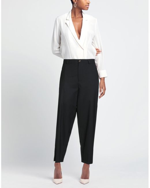 SOLOTRE Black Pants Polyester, Wool, Elastane