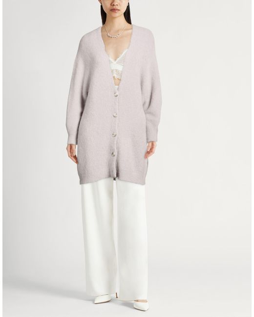 Marella White Light Cardigan Alpaca Wool, Polyamide, Wool, Elastane