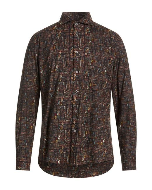 Daniele Alessandrini Brown Shirt Cotton, Elastane for men