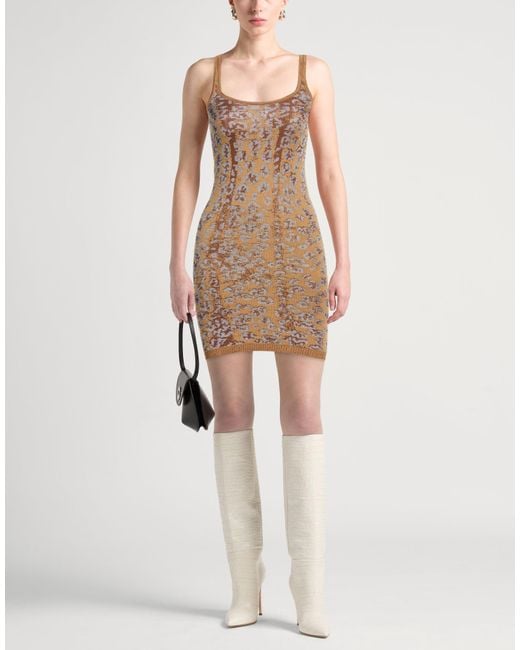 Vivienne Westwood Brown Camel Mini Dress Recycled Cotton, Polyester, Viscose