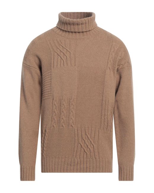 Canali Brown Camel Turtleneck Wool, Polyamide for men
