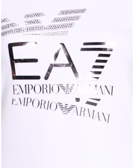 EA7 White T-Shirt Cotton, Elastane