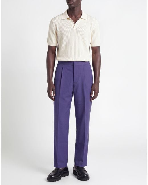 Bonsai Blue Pants Polyacrylic, Virgin Wool, Elastane for men