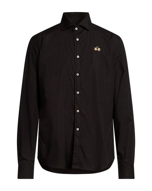 La Martina Black Shirt Cotton for men