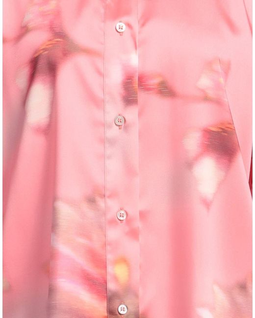 MSGM Pink Multicolor Satin Button-Down Shirt