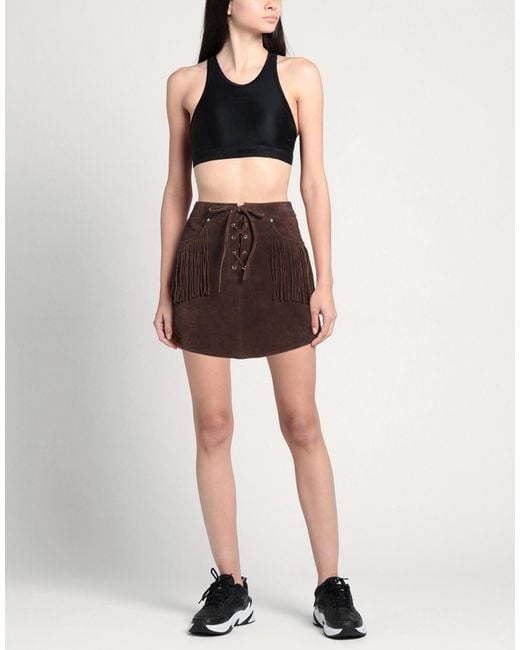 ARIZONA LOVE Brown Chocolate Mini Skirt Cow Leather