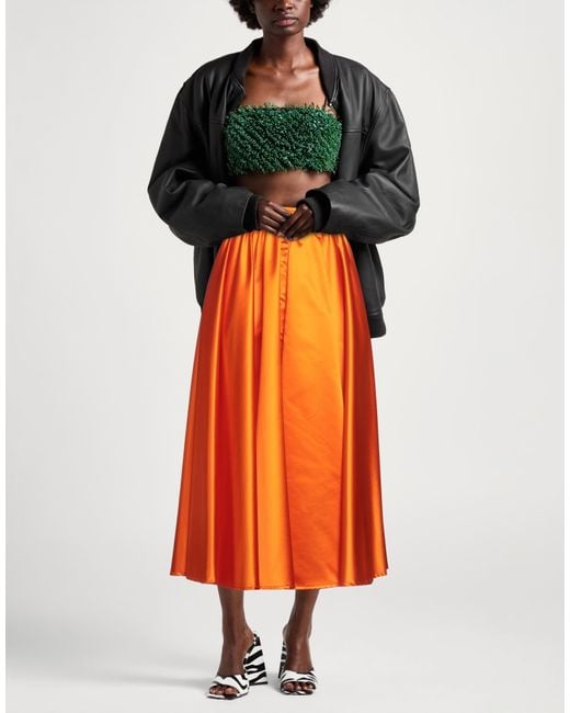 Patou Orange Midi Skirt Polyester