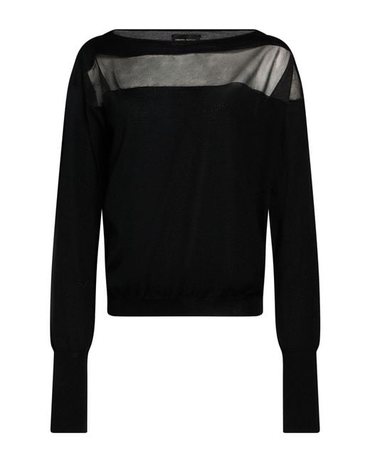 Roberto Collina Black Sweater Merino Wool, Polyester