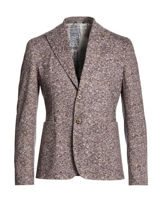 Havana & Co. Brown Blazer Polyester, Cotton, Elastane for men