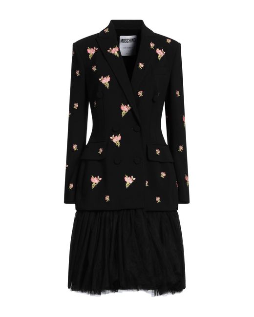 Moschino Black Couture Coat Polyester, Polyurethane, Polyamide