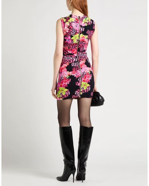 Versace Multicolor Mini Dress Viscose, Elastane