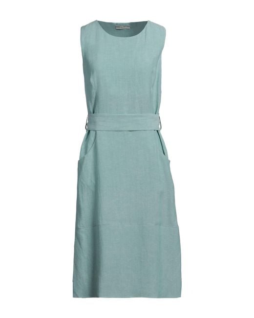 Fedeli Blue Midi Dress Viscose, Linen