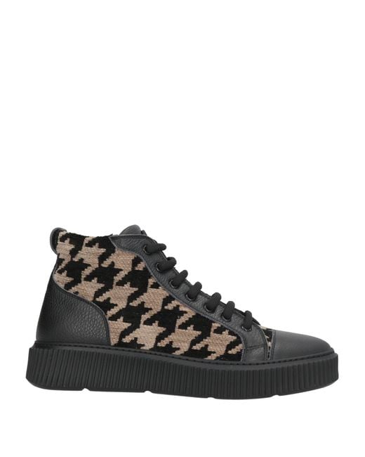 Giovanni Conti Black Sneakers Leather, Textile Fibers for men