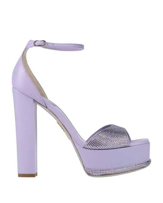 Rene Caovilla Purple Lilac Sandals Textile Fibers, Leather