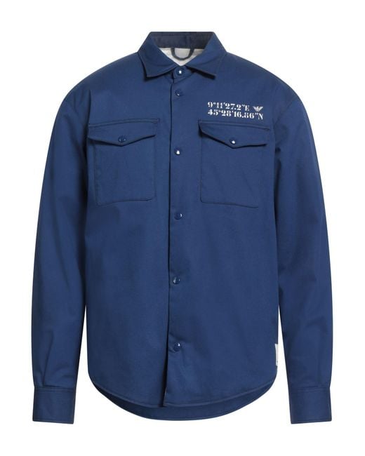 Emporio Armani Blue Bright Jacket Cotton, Elastane for men