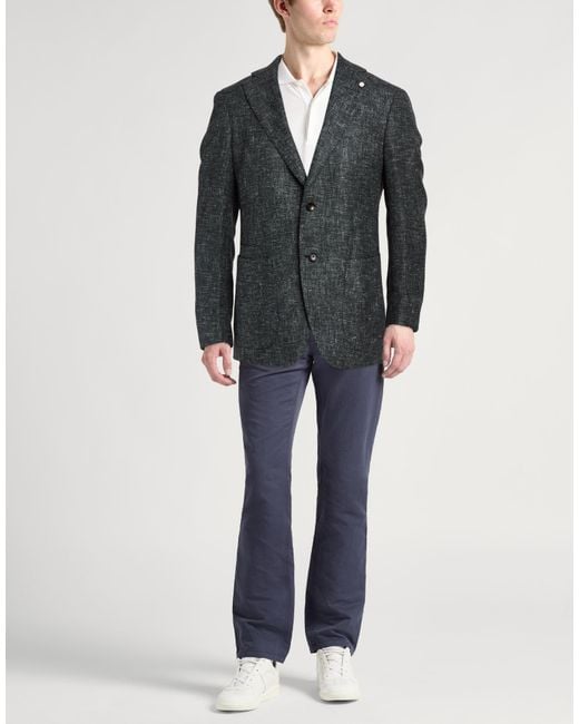 Luigi Bianchi Black Blazer Wool, Alpaca Wool, Polyamide, Silk, Linen for men