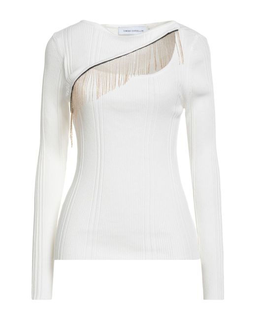 SIMONA CORSELLINI White Sweater Viscose, Polyester