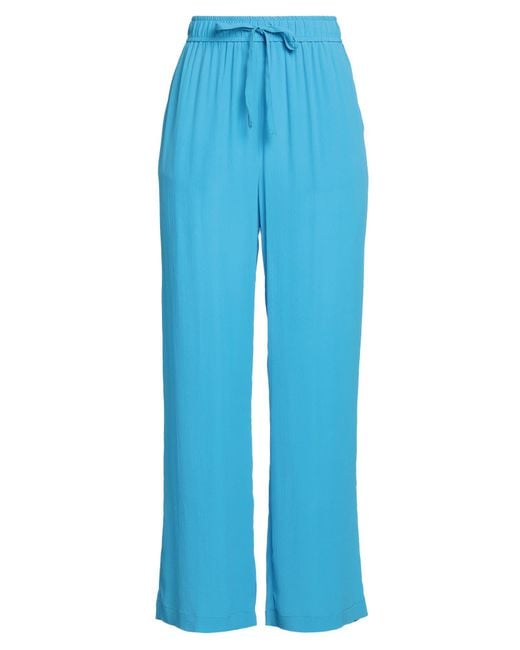 SEVENTY VENEZIA Blue Azure Pants Acetate, Silk