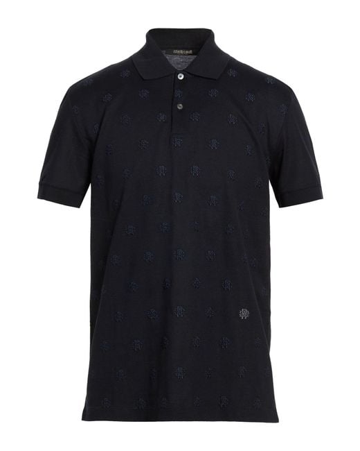 Roberto Cavalli Black Midnight Polo Shirt Cotton for men