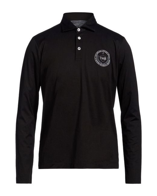 Tombolini Black Polo Shirt Cotton, Elastane for men