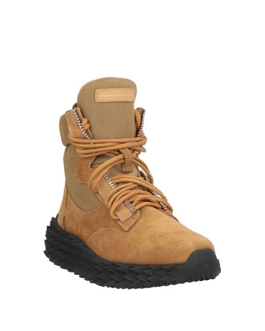 Giuseppe Zanotti Brown Ankle Boots Textile Fibers, Leather