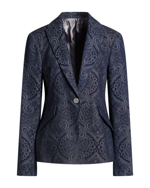 Etro Blue Blazer Cotton, Elastane
