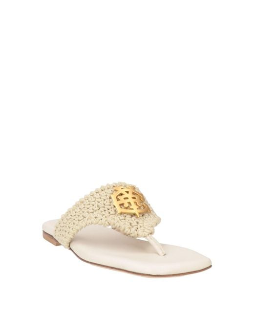 Eleventy White Thong Sandal Textile Fibers
