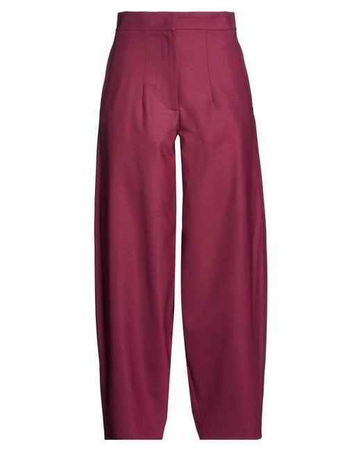 Ottod'Ame Red Garnet Pants Polyester, Virgin Wool, Elastane