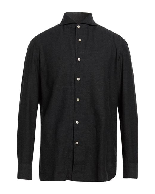 Luigi Borrelli Napoli Black Shirt Cotton, Cashmere for men