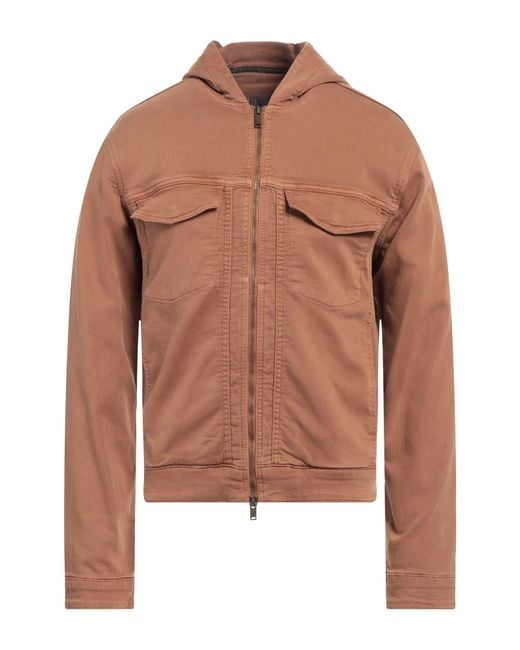 John Varvatos Brown Hooded Denim Jacket for men