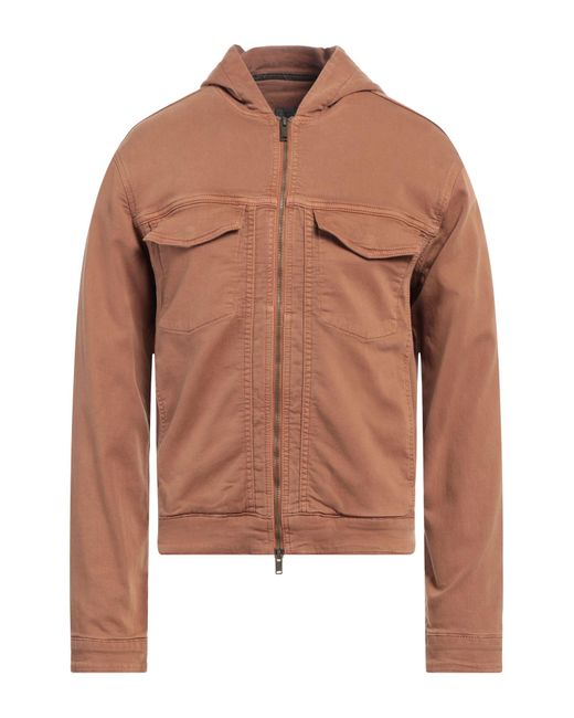 John Varvatos Brown Hooded Denim Jacket for men