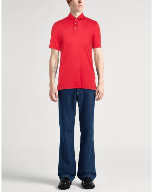 Fedeli Red Polo Shirts for men