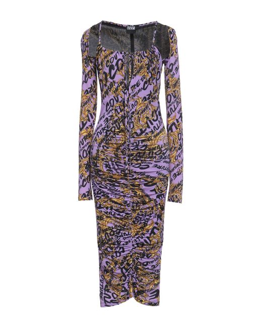 Versace Purple Light Midi Dress Viscose, Elastane