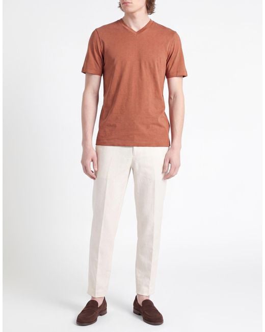 Alpha Studio Orange T-Shirt Cotton, Elastane for men