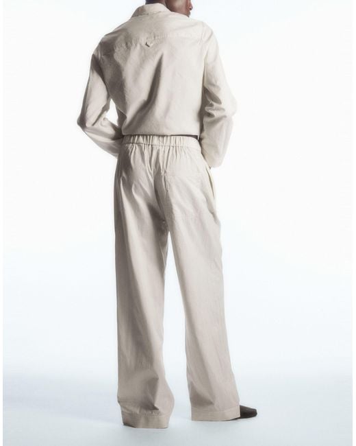 COS White Striped Silk Pajama Pants