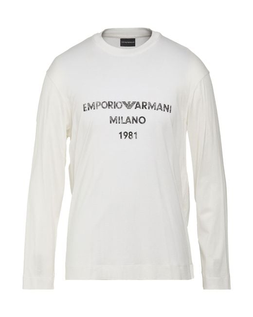 Emporio Armani White T-Shirt Lyocell, Cotton for men