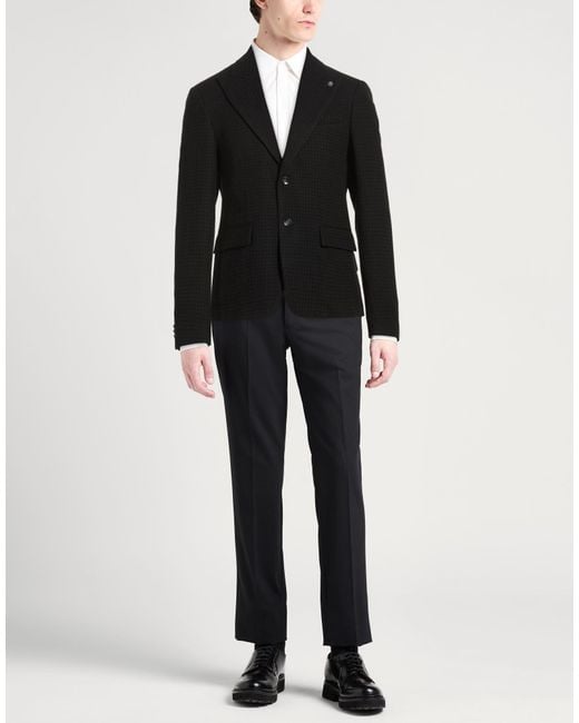 Officina 36 Black Blazer Virgin Wool, Polyester, Cotton for men