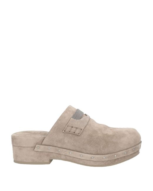 Brunello Cucinelli Gray Mules & Clogs